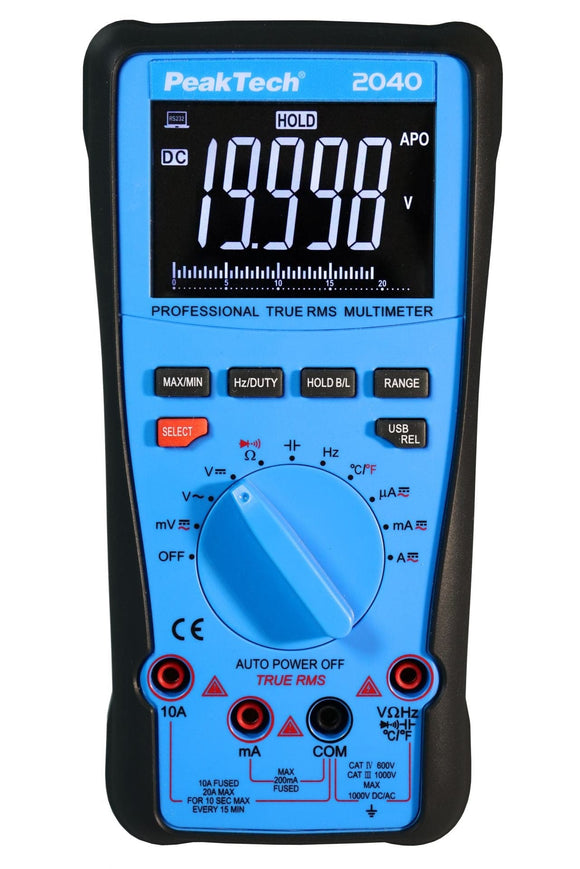 P 2040 - True RMS 1000 V Digitalmultimeter 20.000 Counts, USB - MELTEC GmbH