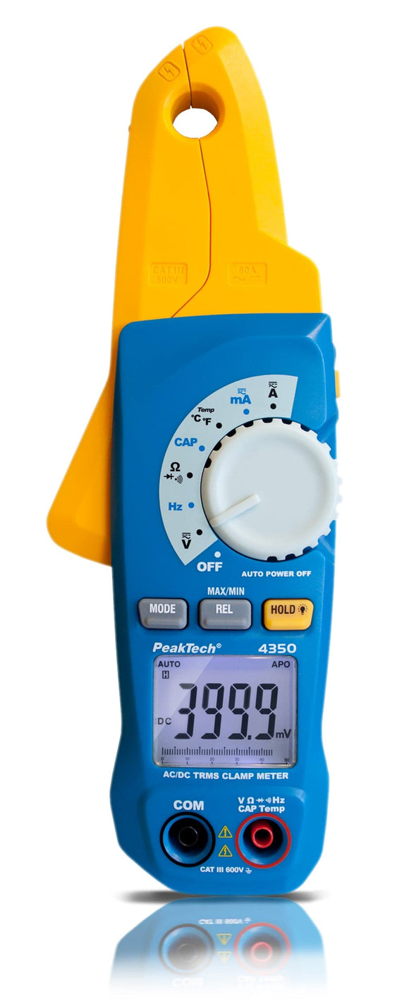 P 4350 - Stromzangenamperemeter ~ 4.000 Counts ~ 80 A AC/DC mit TrueRMS & DMM - MELTEC GmbH