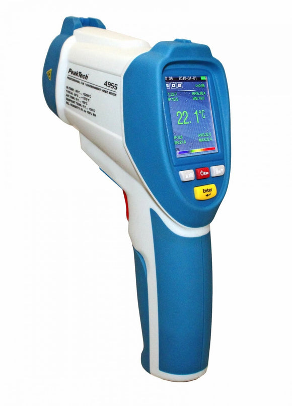 P 4955 - IR-Thermometer ~ -50 ... +2200°C ~ 50:1 ~ mit TFT-Anzeige und Umweltmessungen - MELTEC GmbH
