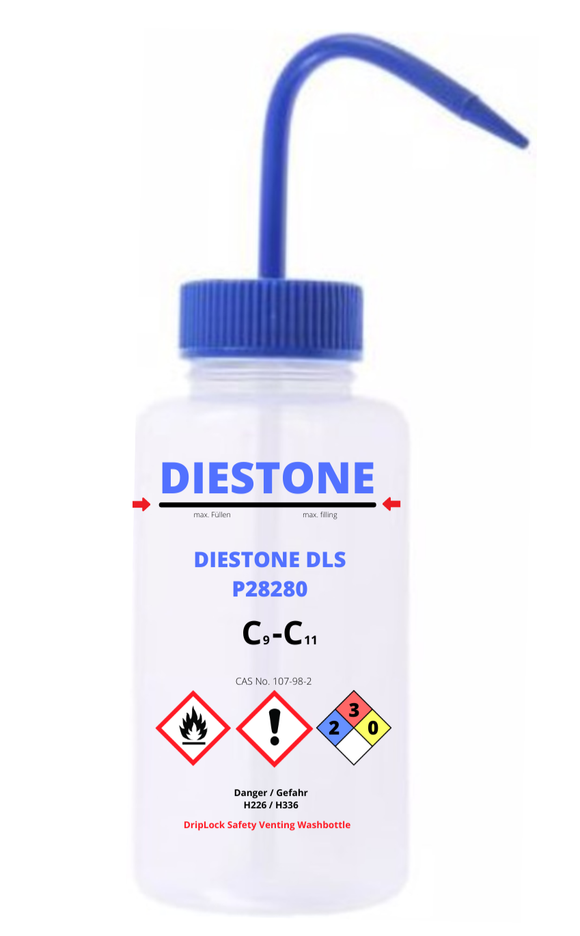 DIESTONE - Azlon™  Mehrsprachig bedruckte Polypropylen-Spritzflasche - MELTEC GmbH