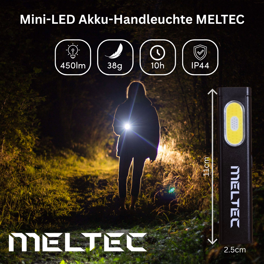 Mini-LED Akku-Handleuchte MELTEC - 450 Lumen