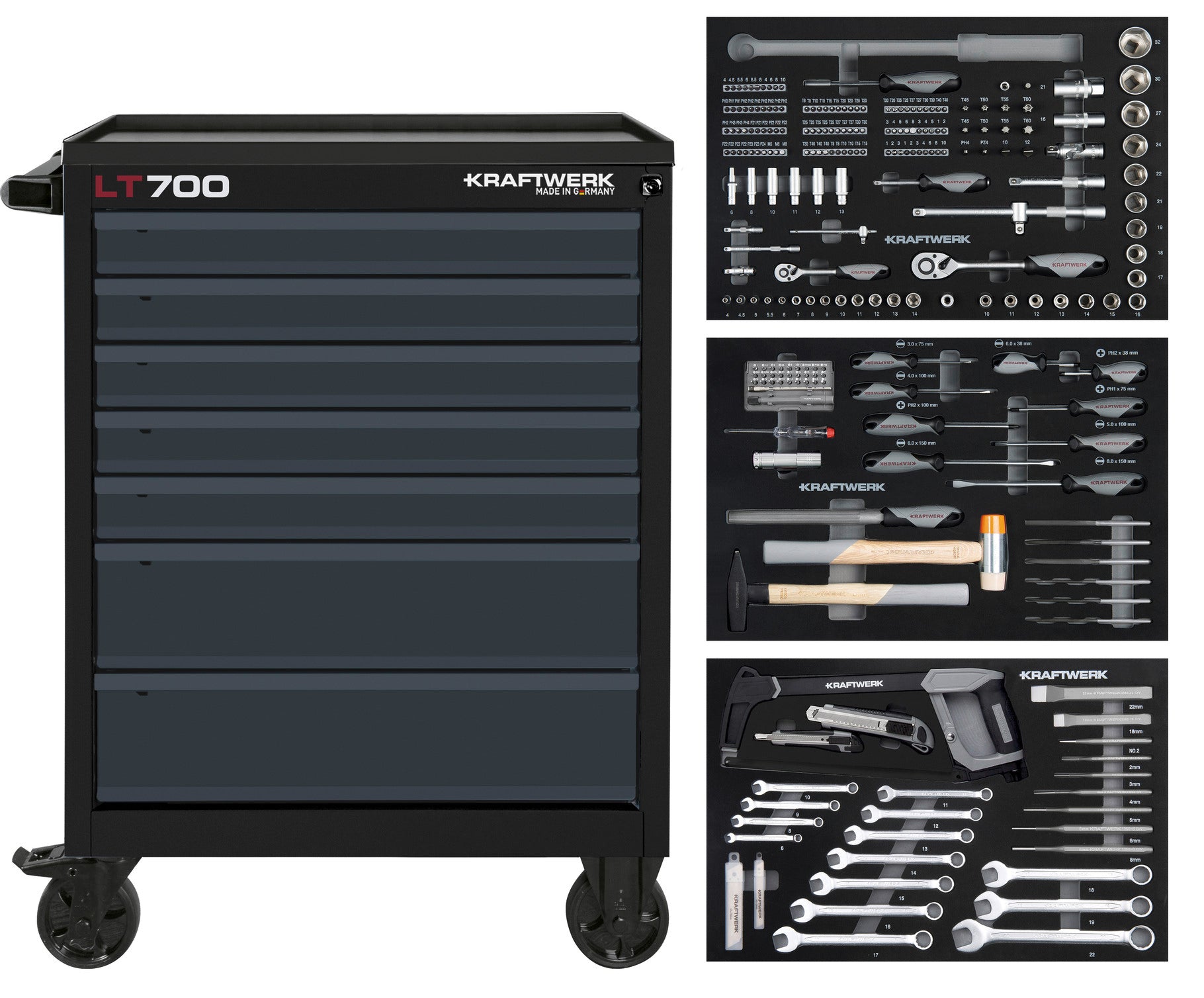 LT700 Werkstattwagen, 7 Schubladen, BASIC, anthr, 259-tlg.