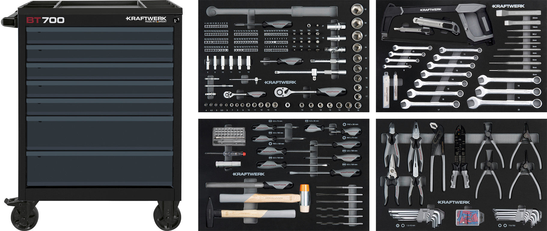BT700 Werkstattwagen, 7 Schubladen, BASIC, anthr, 337-tlg.