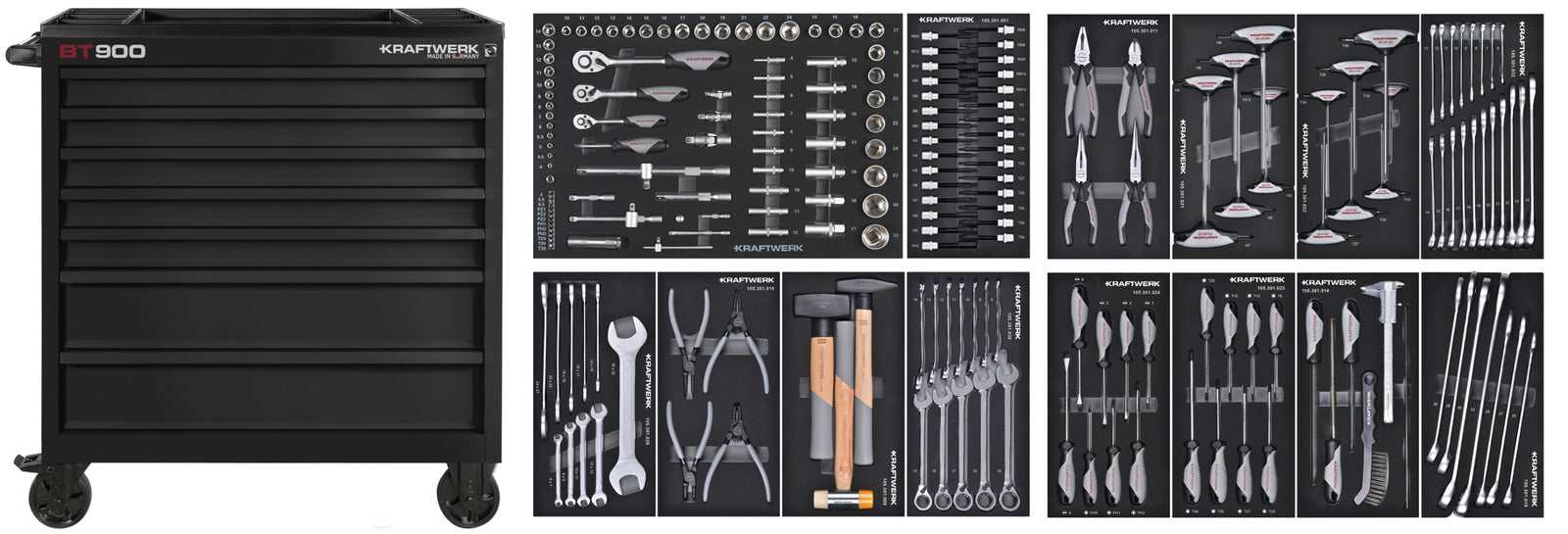 BT LINE Werkstattwagen BT900 7 Schubladen schwarz, 211-tlg.