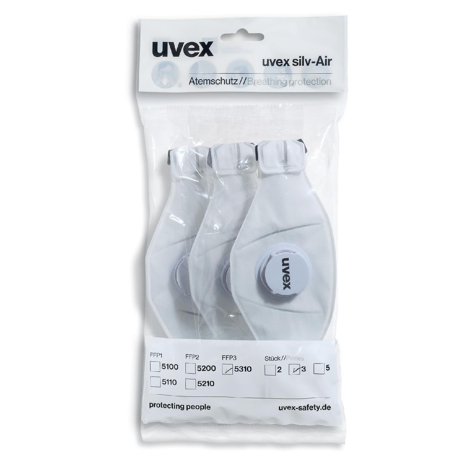 uvex silv-Air premium 5310 Atemschutzmaske FFP3 Retailverpackung (3 Stück)