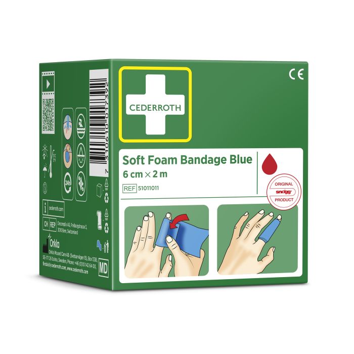 95892 Spezialverband Soft Foam Bandage 6 Cm X 2 M Cederroth Ref 51011011, Blau