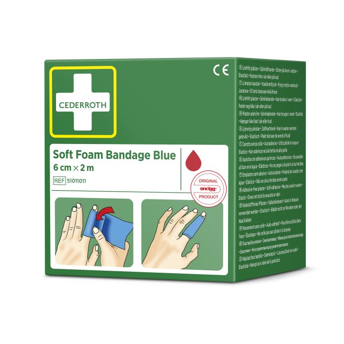 95892 Spezialverband Soft Foam Bandage 6 Cm X 2 M Cederroth Ref 51011011, Blau