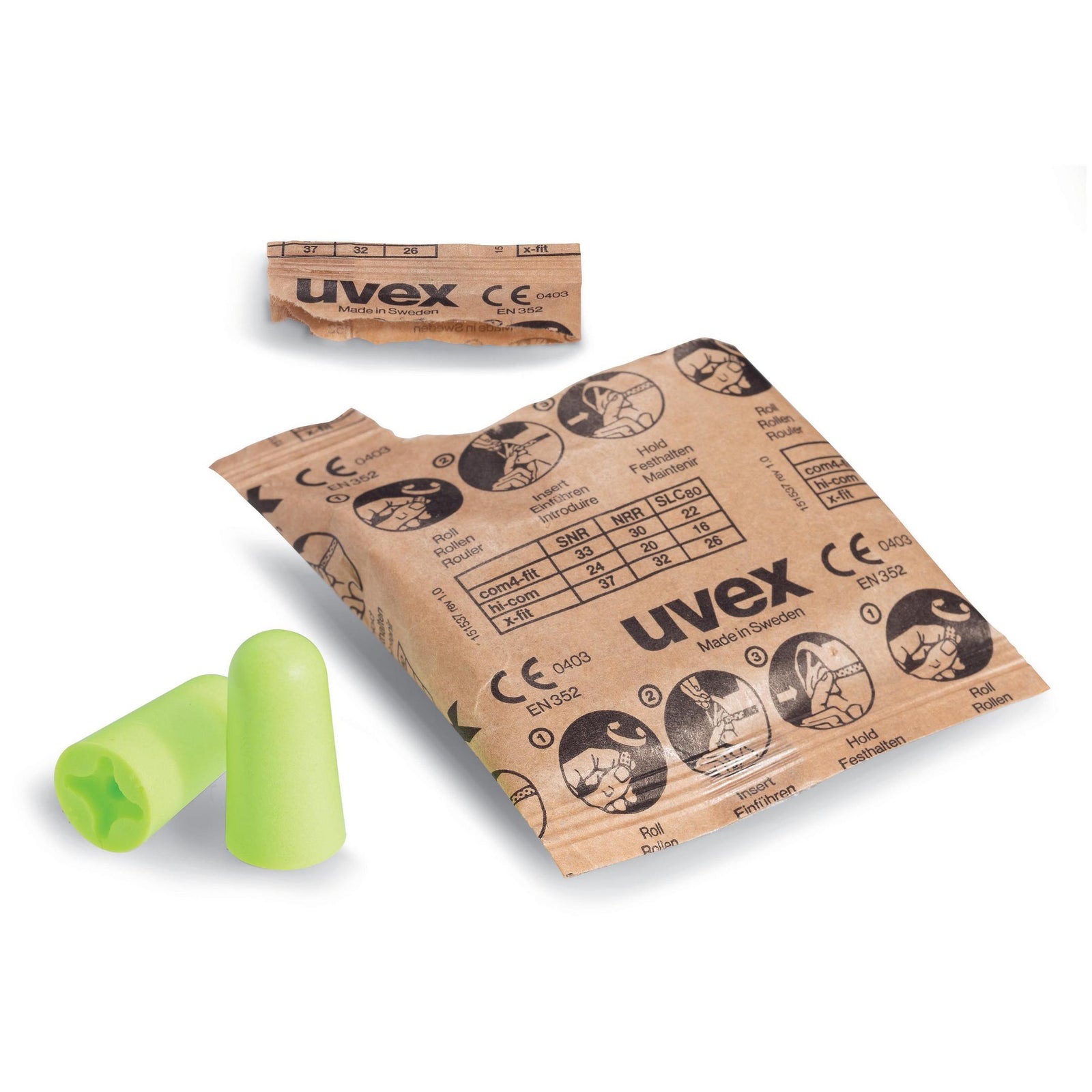 uvex x-fit Gehörschutzstöpsel SNR 37 dB 100 Paar paarweise in der Papiertüte