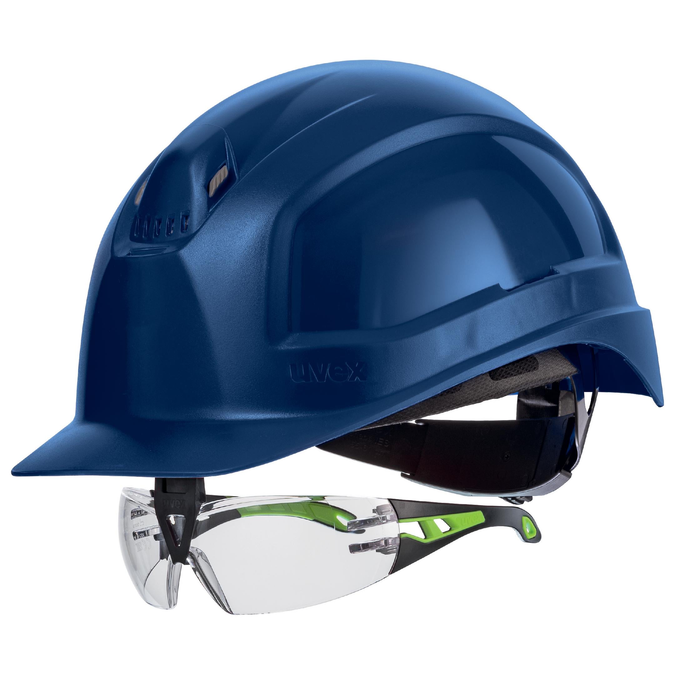 uvex pheos IES Schutzhelm blau mit Schutzbrille 9192225