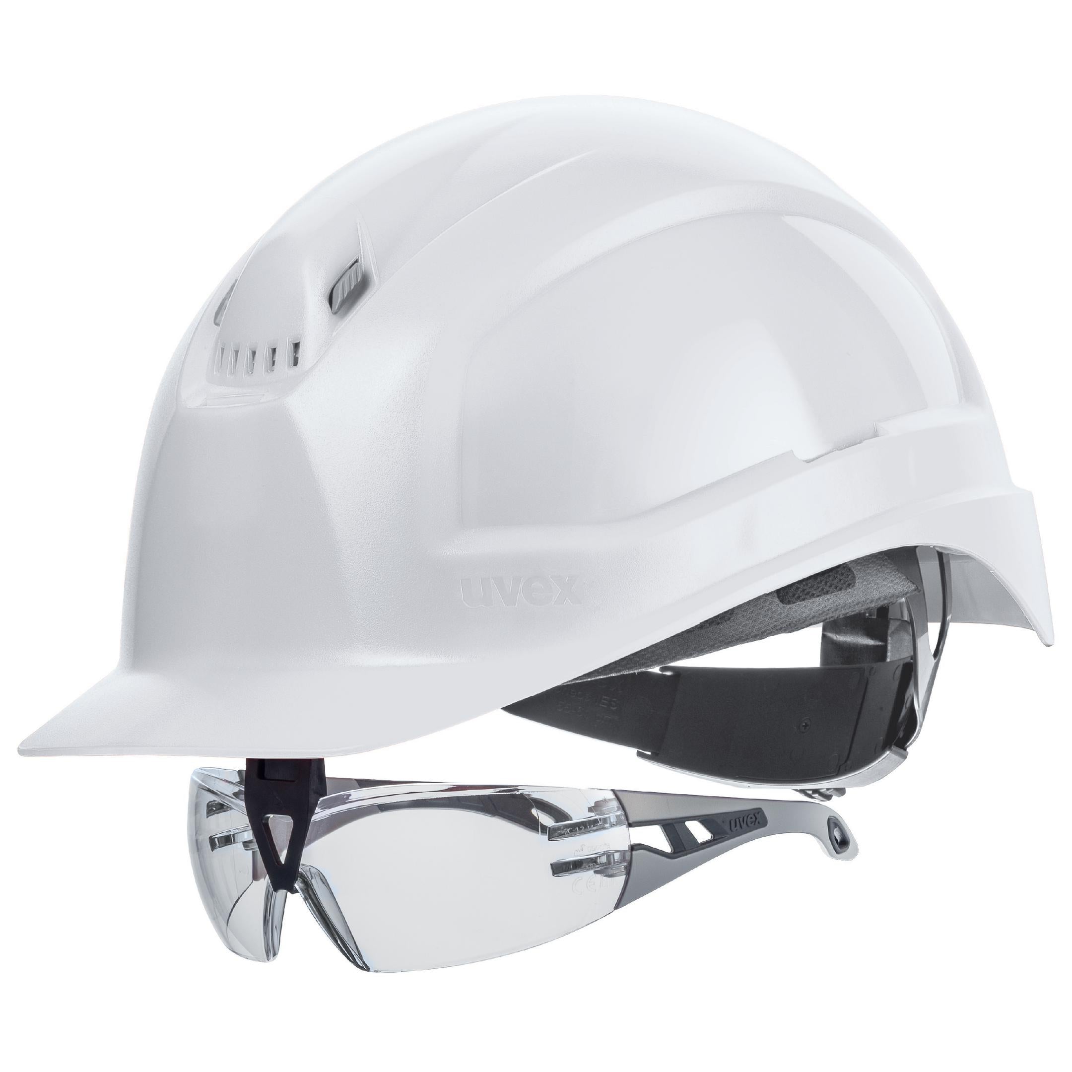 uvex pheos IES Schutzhelm weiß mit Schutzbrille 9192215