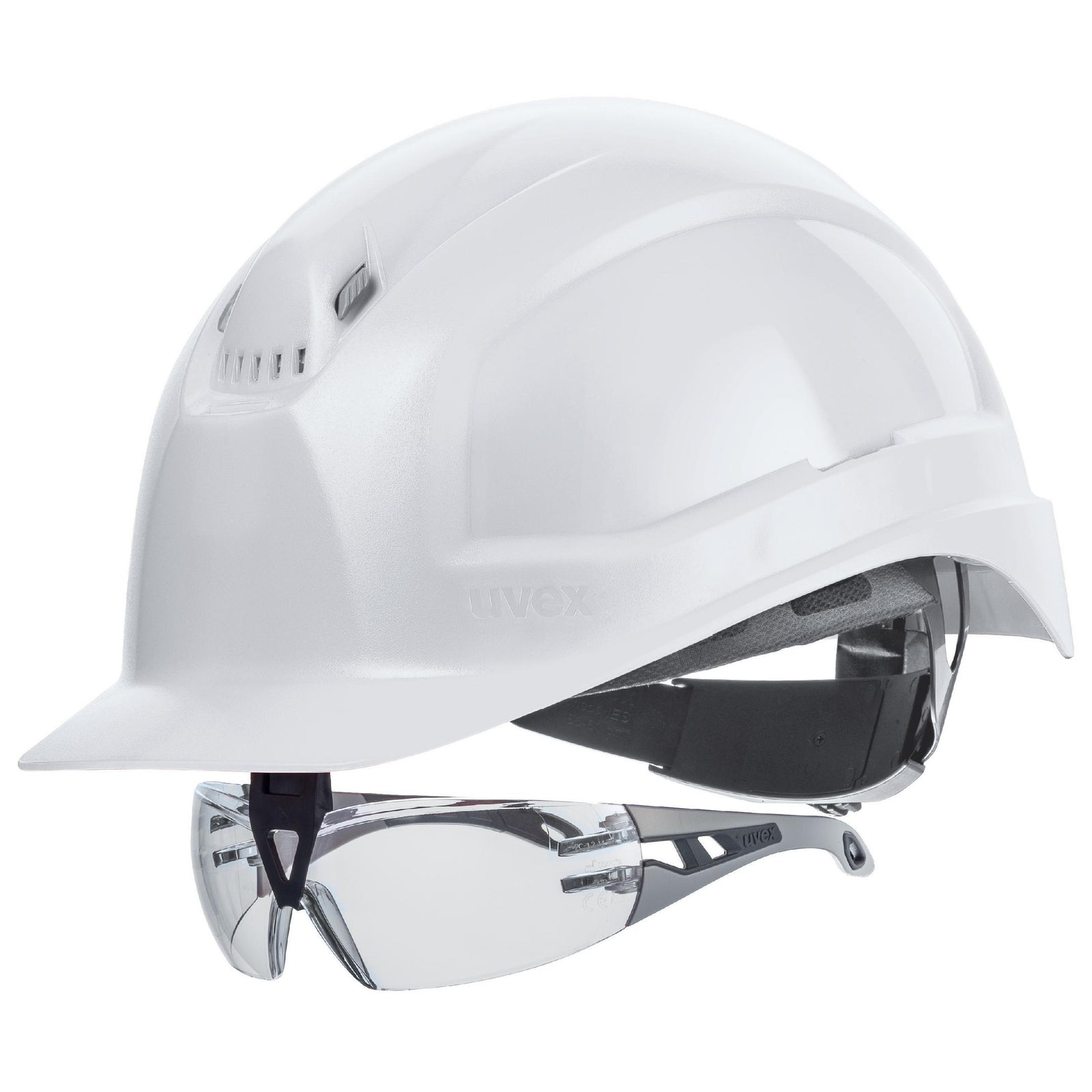 uvex pheos IES Schutzhelm weiß mit Schutzbrille 9192215