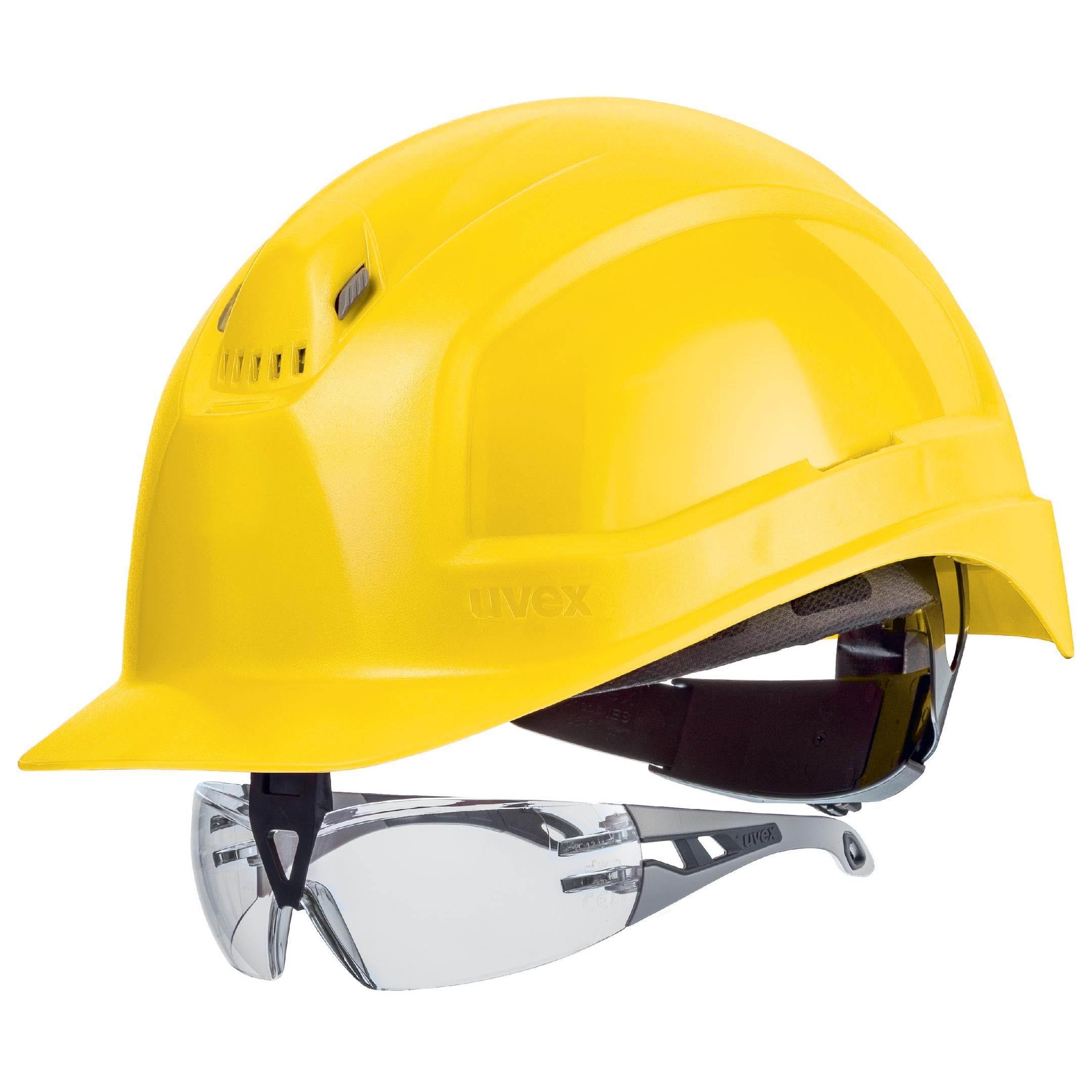 uvex pheos IES Schutzhelm gelb mit Schutzbrille 9192215