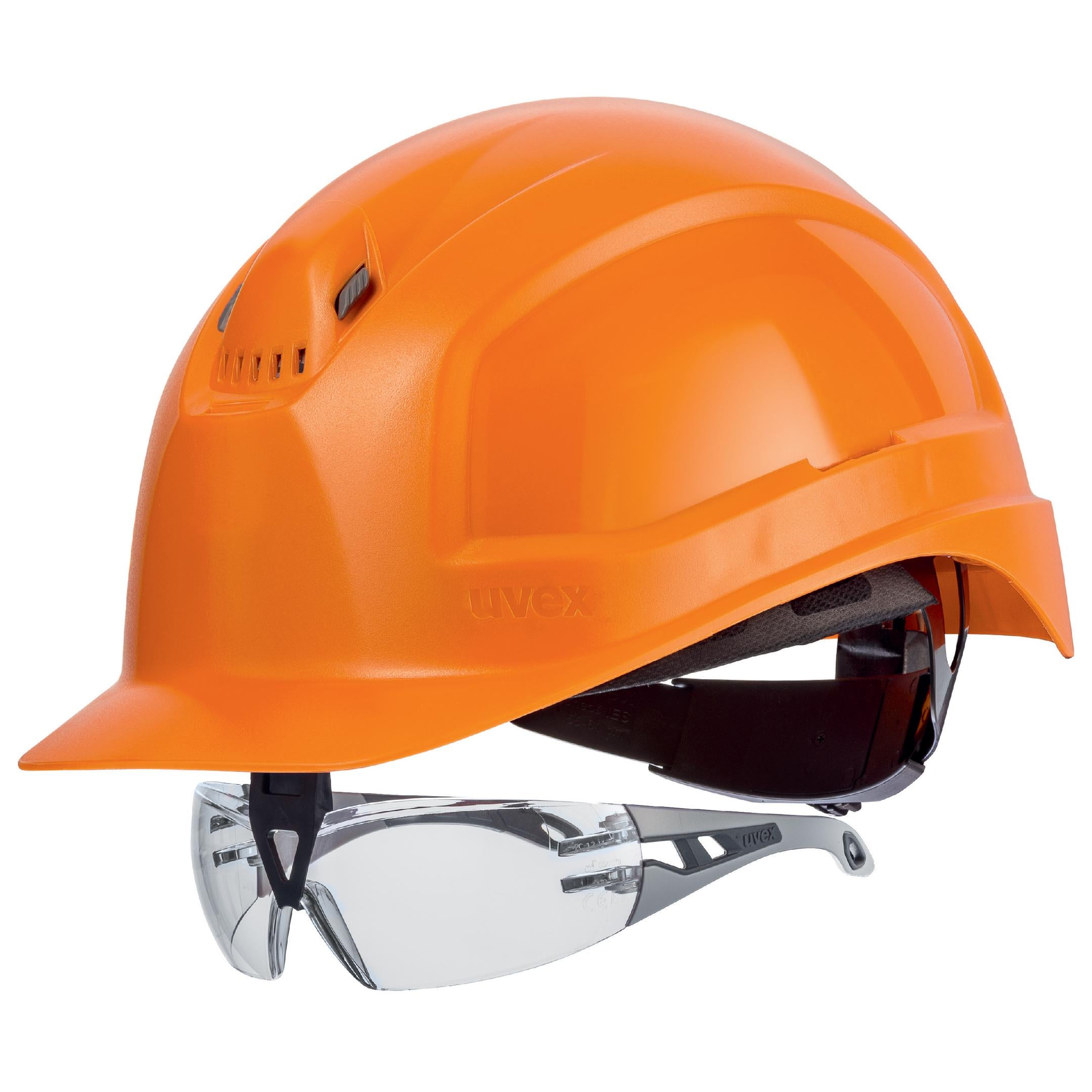 uvex pheos IES Schutzhelm orange mit Schutzbrille 9192215