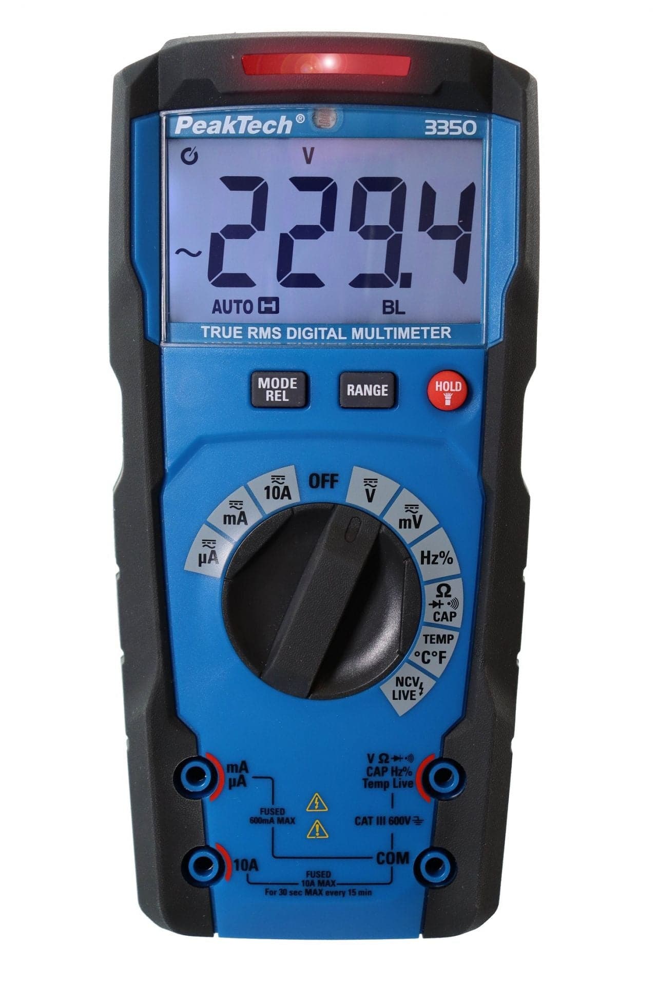 P 3350 - True-RMS-Digitalmultimeter ~ Auto. Bereich ~ 6.000 Zählungen ~ 600 V / 10 A AC/DC - MELTEC GmbH