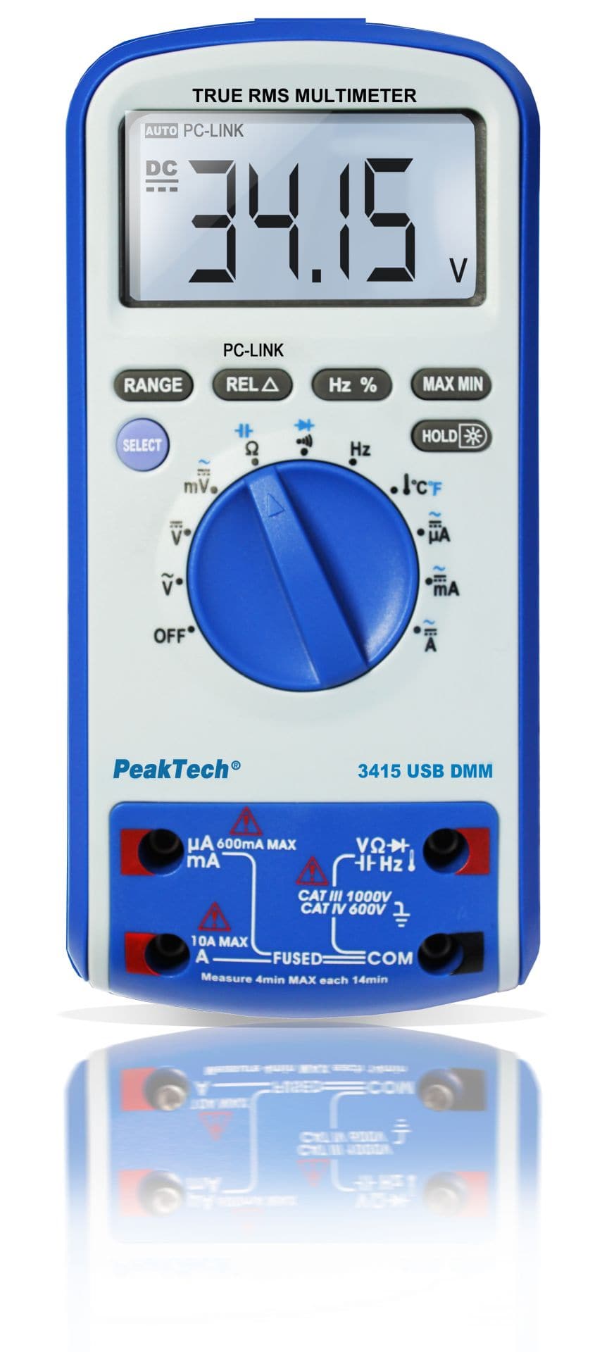 P 3415 - Digitalmultimeter ~ 6.000 Counts ~ 1000V AC/DC ~ 10A AC/DC mit TrueRMS & USB - MELTEC GmbH