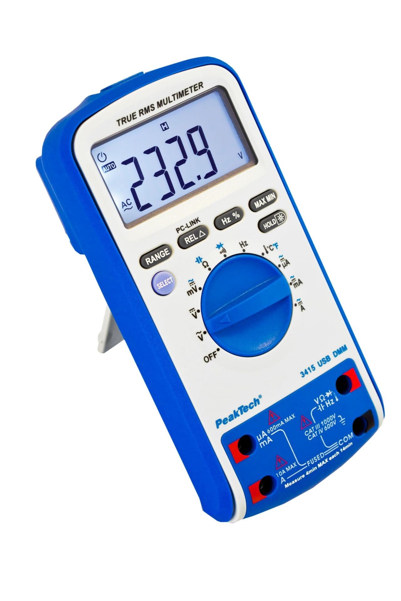 P 3415 - Digitalmultimeter ~ 6.000 Counts ~ 1000V AC/DC ~ 10A AC/DC mit TrueRMS & USB - MELTEC GmbH