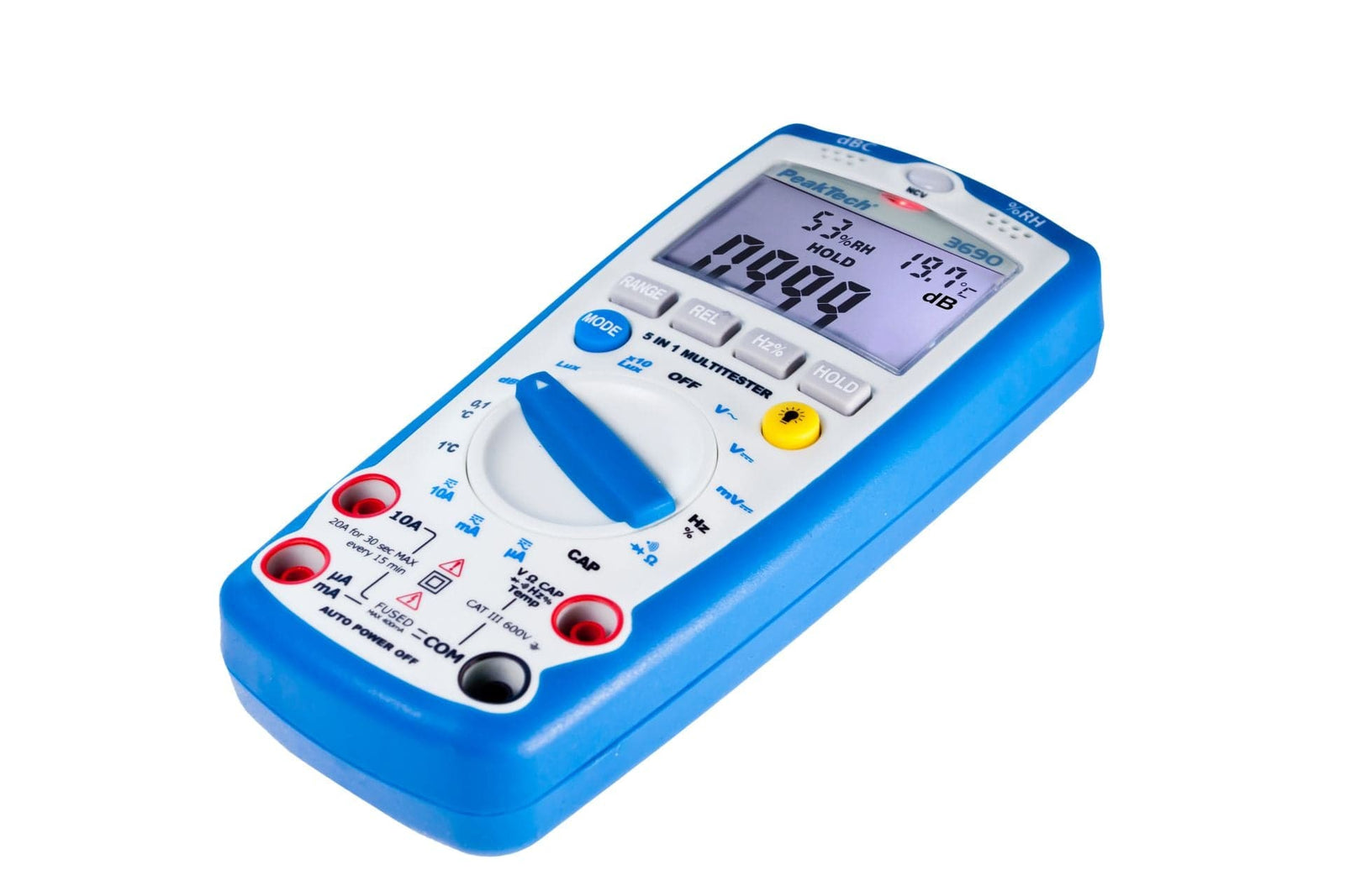 P 3690 - Digitalmultimeter ~ 4.000 Counts ~ mit Schallpegel, Temp., R.H. & Lux-Meter - MELTEC GmbH