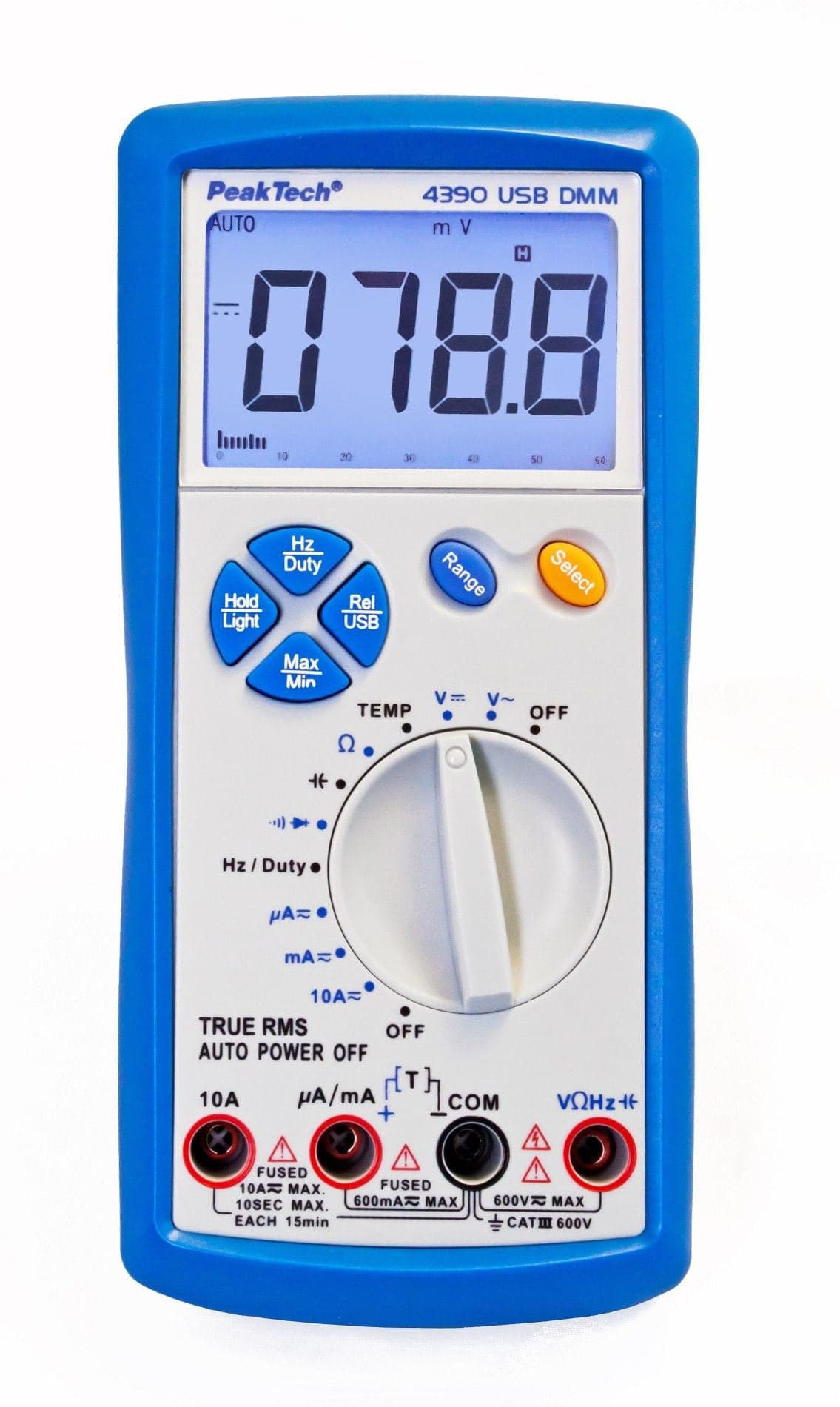 P 4390 - Digitalmultimeter ~ 6.000 Counts ~ 600V AC/DC ~ 10A AC/DC - mit USB - MELTEC GmbH