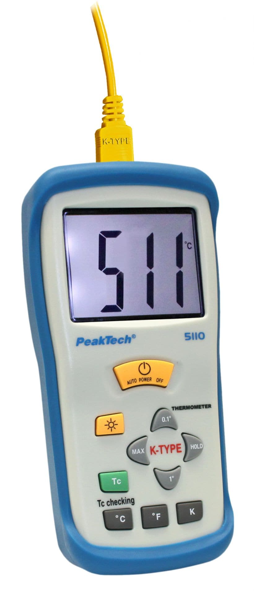 P 5110 - Digital-Thermometer ~ 1 CH ~ Typ-K ~ -50 ... +1300°C ~ mit °C/°F/K Anzeige - MELTEC GmbH