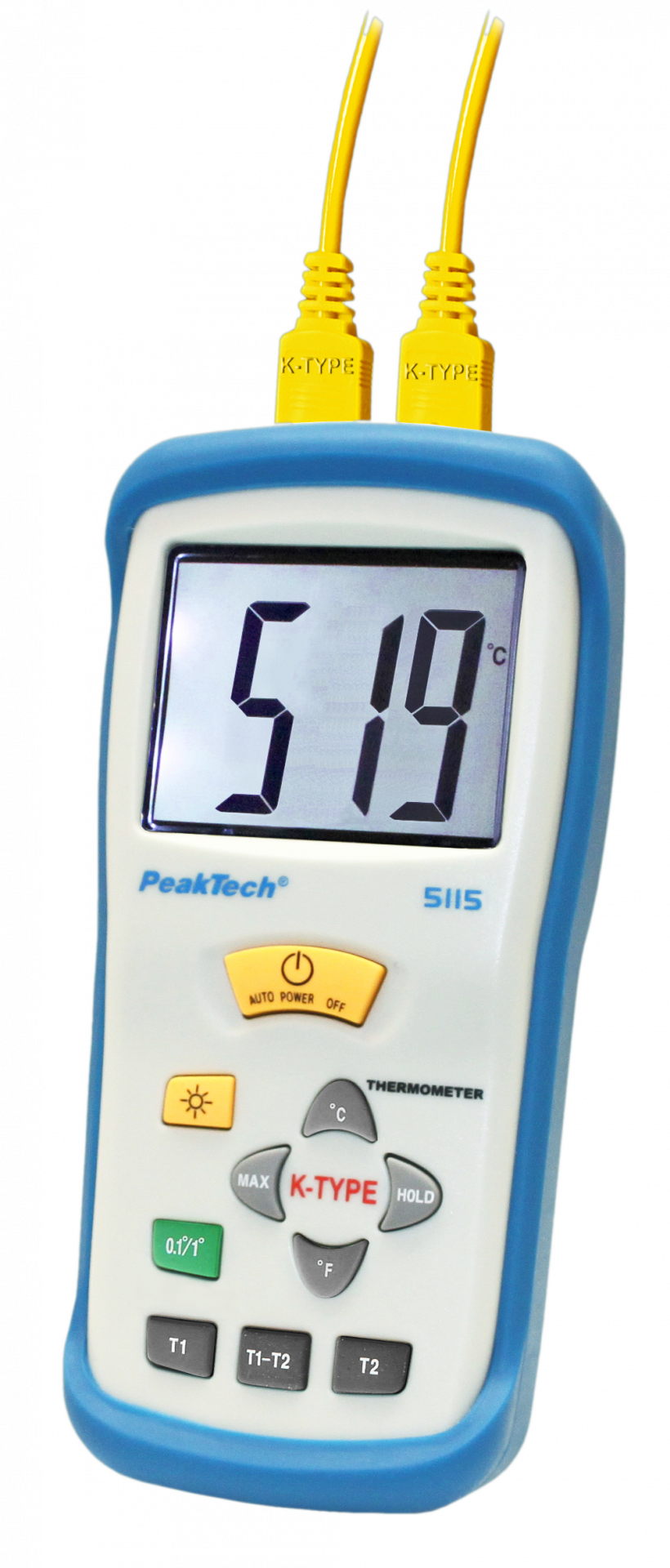 P 5115 - Digital-Thermometer ~ 2 CH ~ Typ-K ~ -50 ... +1300°C ~ mit °C/°F Anzeige - MELTEC GmbH