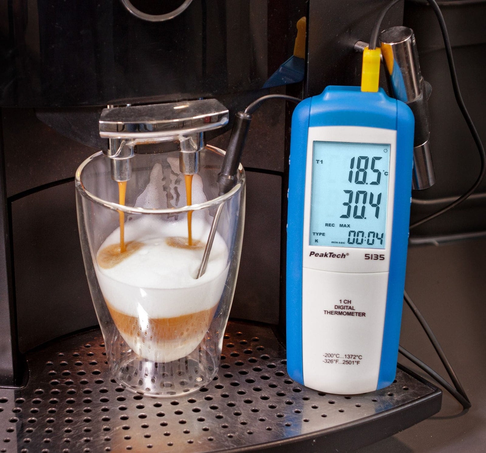 P 5135 - Digital-Thermometer ~ 1 CH ~ Typ-K ~ -200 ... +1300°C ~ mit °C/°F/K Anzeige - MELTEC GmbH