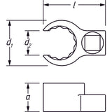 Ringschlüssel ∙ Doppelsechskant ∙ offenVierkant 12,5 mm (1/2 Zoll) - MELTEC GmbH