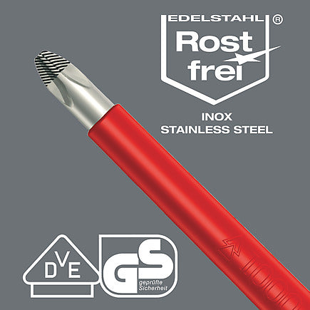3165 i PZ VDE-isolierter Kreuzschlitz-Schraubendreher, Edelstahl - MELTEC GmbH
